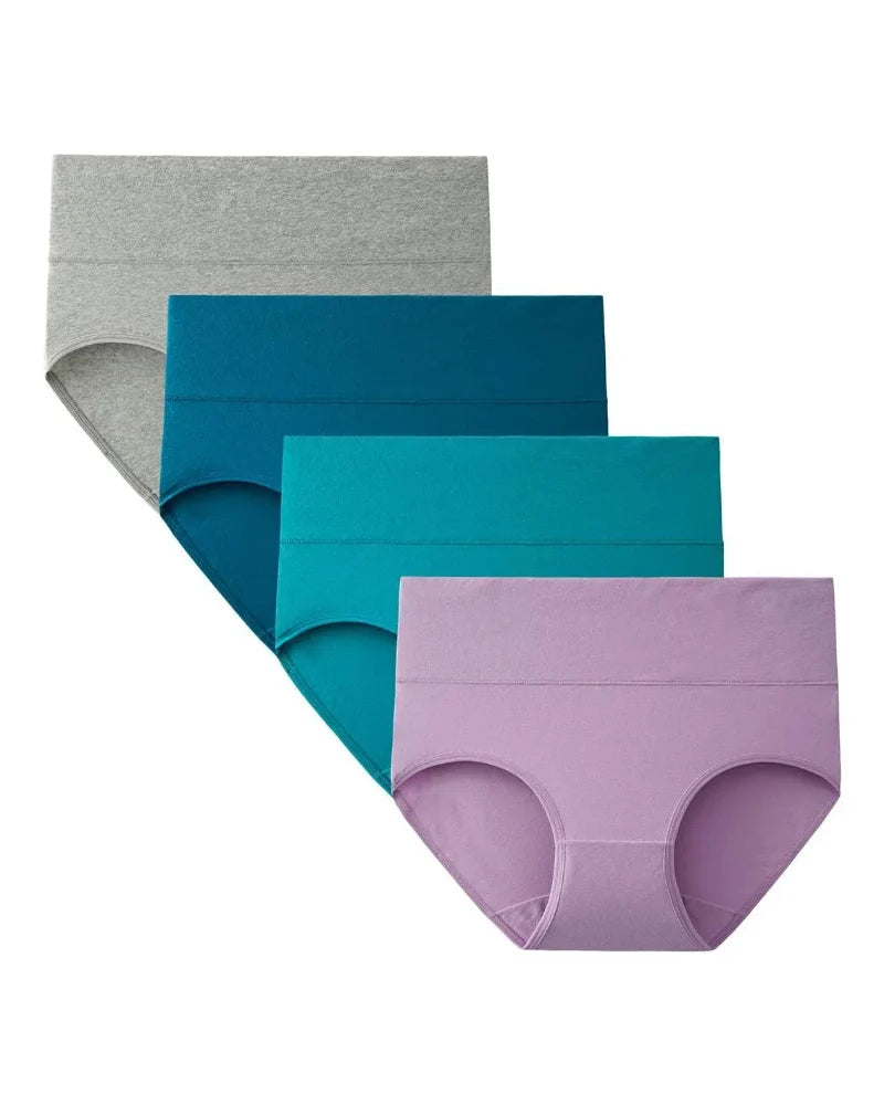 Plus Size Cotton Briefs 4-Pack, High-Waist Soft Everyday Underwear