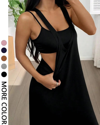 Women’s 2 Piece Tank & Cutout Maxi Dress Set Soft Stretch Double Strap
