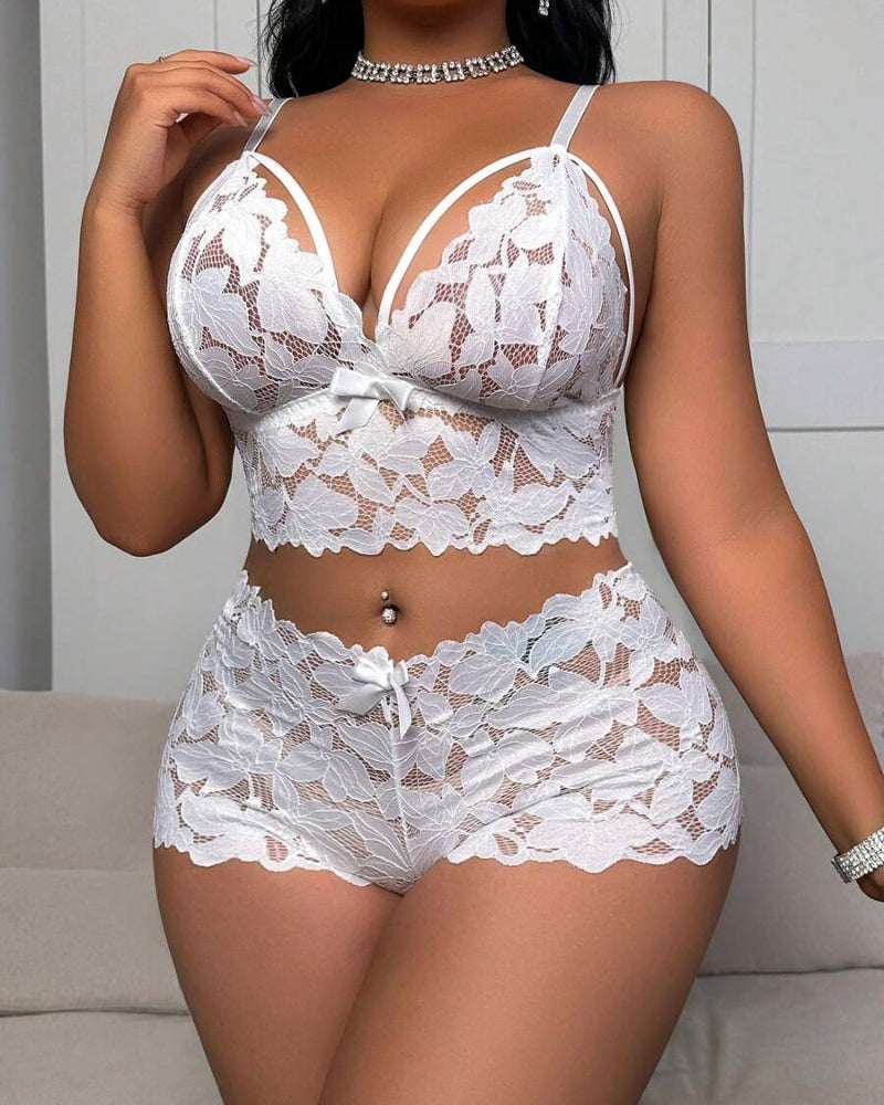 Plus Size Lace Lingerie Set  2-Piece Sexy Sleepwear