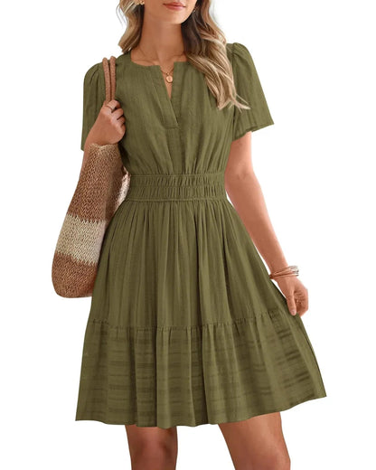 Women’s Spring 2026 V-Neck Mini Dress – Boho Beachwear