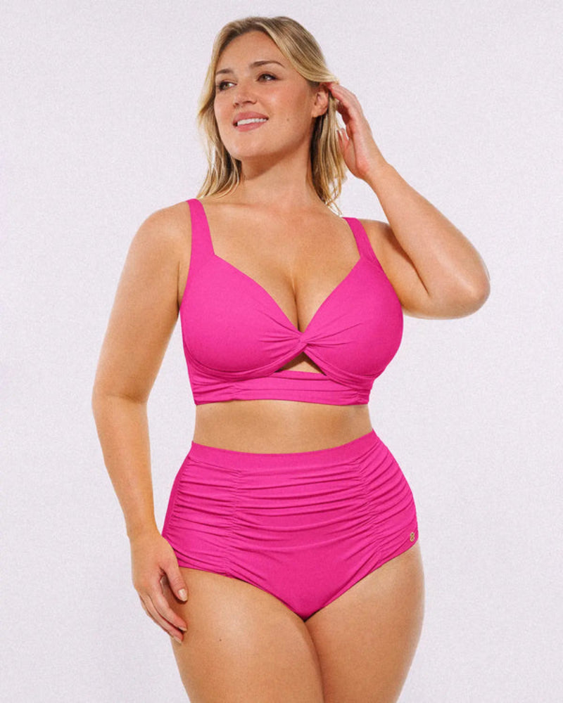 High-waisted shaping two-piece bikini set, designed to create a flattering silhouette
