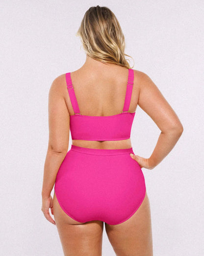 High-waisted shaping two-piece bikini set, designed to create a flattering silhouette