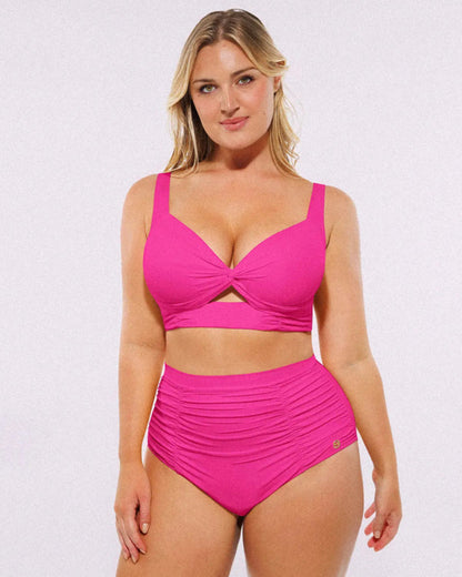 High-waisted shaping two-piece bikini set, designed to create a flattering silhouette
