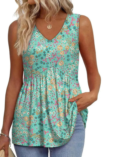 Women’s Peplum Tank Tops Sleeveless V-Neck Stretchy Summer Babydoll Tops
