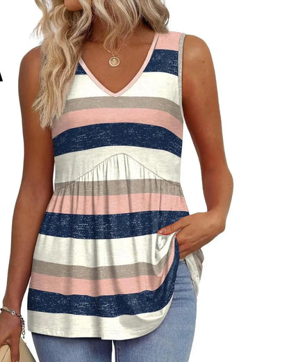 Women’s Peplum Tank Tops Sleeveless V-Neck Stretchy Summer Babydoll Tops