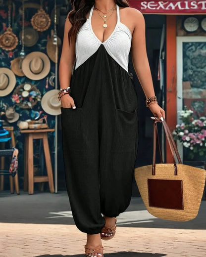 Women’s Pocket Jumpsuit, Sleeveless Casual Plus Size