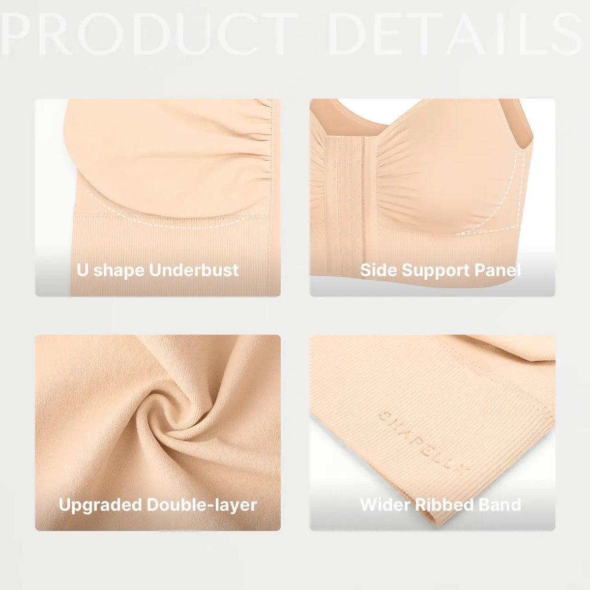 Seamless Push-Up Bra Top with Front Closure