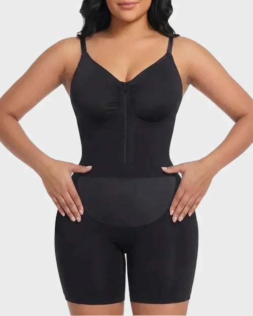 Zip-Up Tummy Control Shaping Bodysuit