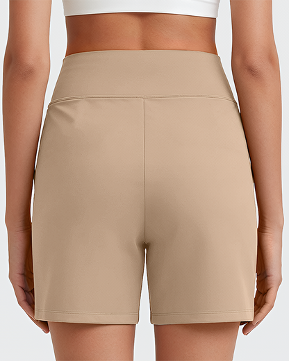High-Waisted Athletic Bermuda Shorts With Pockets
