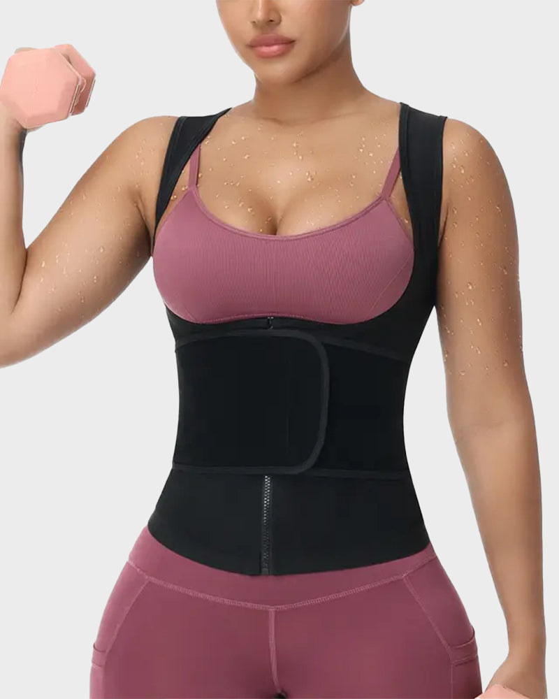 Adjustable Zip-Up Sauna Sweat Waist Trainer Vest