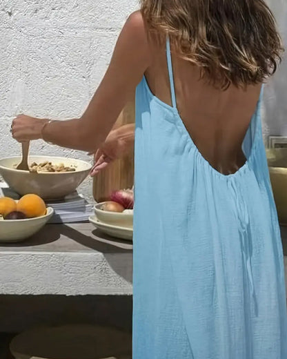 Women’s Chic Solid Color Backless Cami Dress