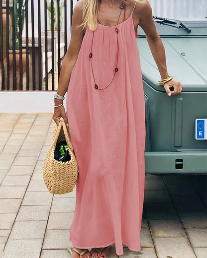 Women’s Chic Solid Color Backless Cami Dress