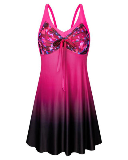 Women's Two Piece Swim Dress Plus Size Tummy Control Tankinis Swimdress Floral Printed Swimwear Swimsuits with Boyshort