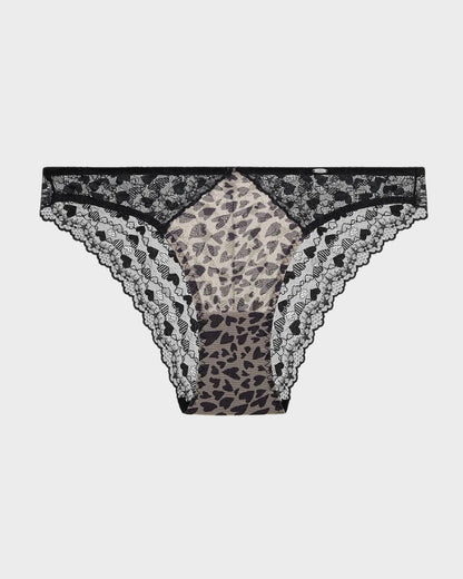 Leopard Heart Lace Sheer Mesh Briefs